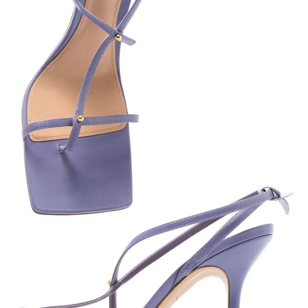 Bottega Veneta Purple/Lavender Leather Stretch 90mm Sandals | Sz 6.5